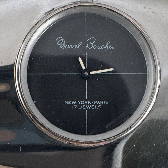 Vintage Marcel Boucher Round Hinged Cuff Bracelet Manual Winding Watch - Picture 7 of 8